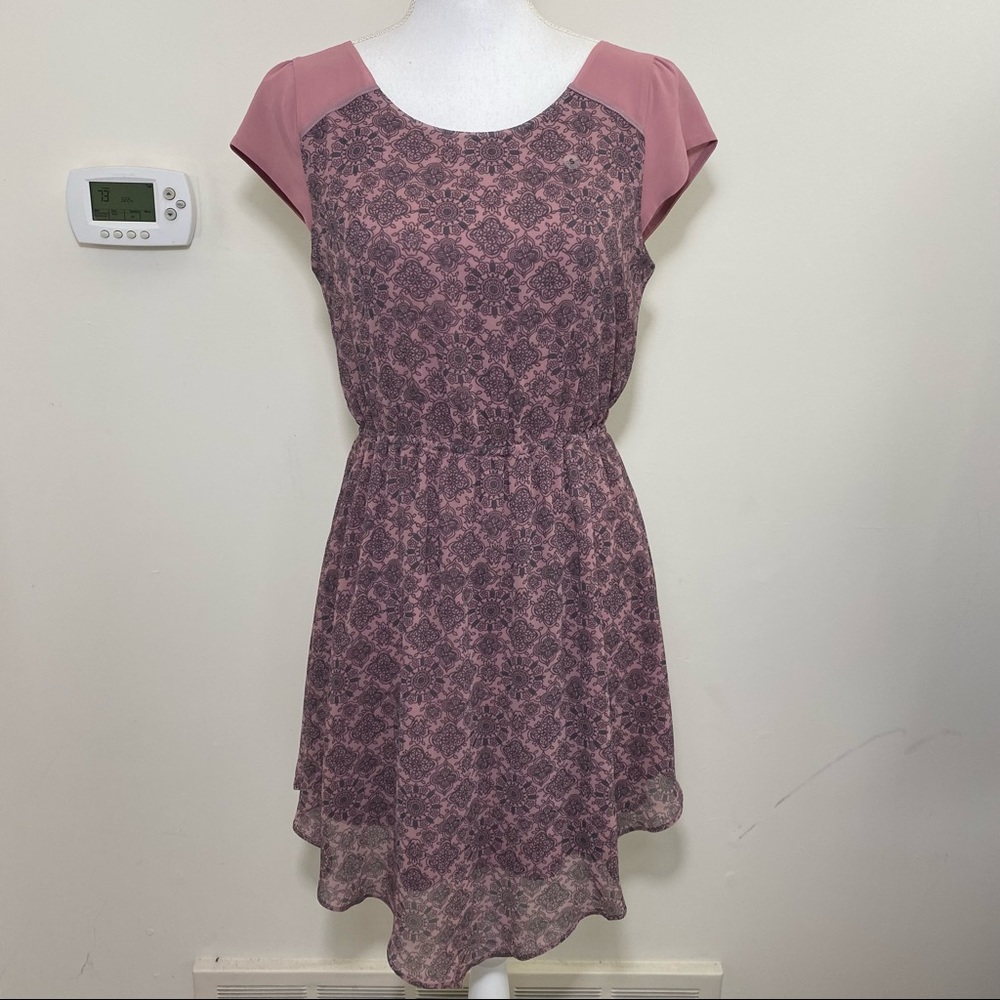 American Eagle Outfitters AEO Handkerchief Dress Mauve Pink Grey Sz S